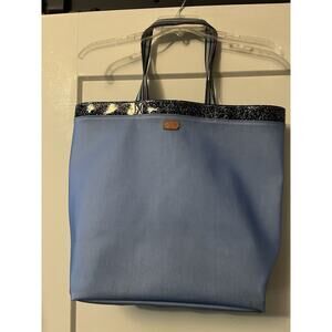Consuela Handbag Purse Large Tote Bag Blue Black Glitter